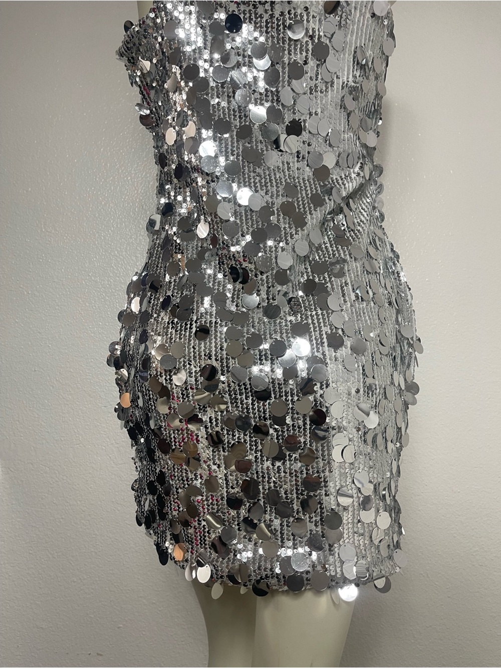 Silver Sequins Strapped Dress